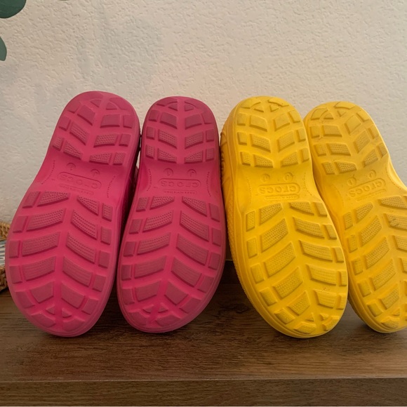 CROCS Kids Vibrant Pink and Yellow Boots - Picture 4 of 4